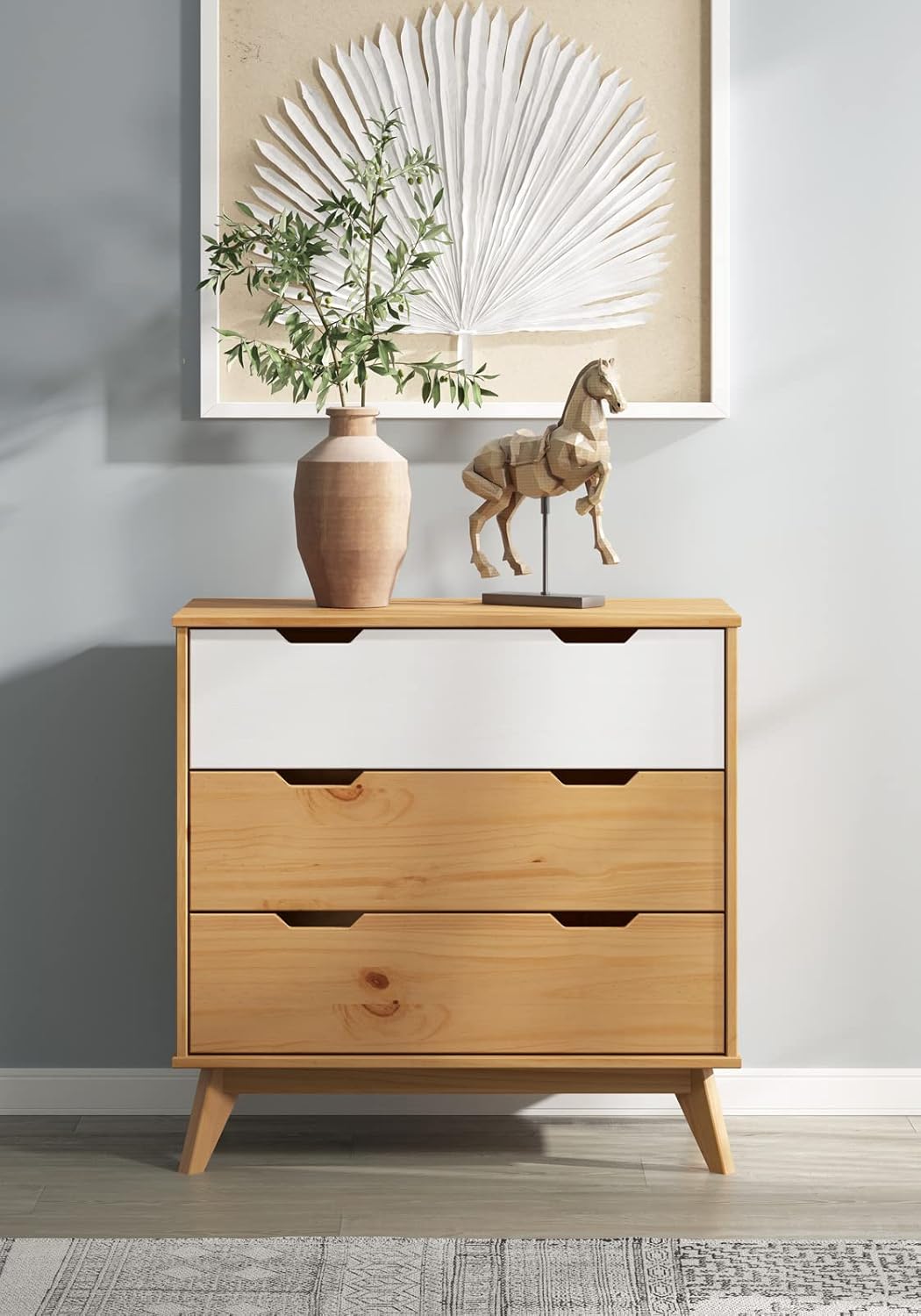 Casaria® Kommode 3 Schubladen 80x79x40 cm FSC®- Zertifiziert Kiefer Massiv Natur Holz Wohnzimmer Schlafzimmer Diele Möbel Sideboard Highboard Anrichte — Ansicht 2