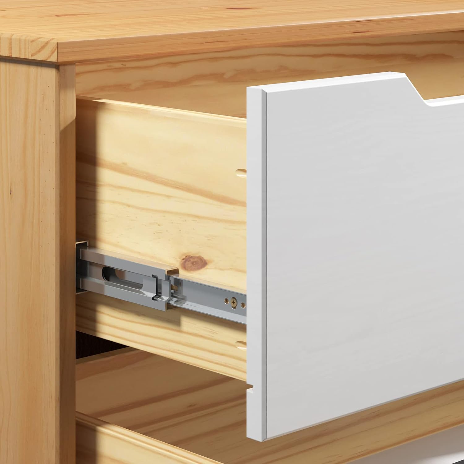 Casaria® Kommode 3 Schubladen 80x79x40 cm FSC®- Zertifiziert Kiefer Massiv Natur Holz Wohnzimmer Schlafzimmer Diele Möbel Sideboard Highboard Anrichte — Ansicht 5