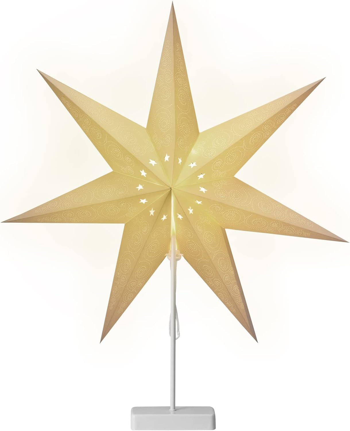 Casaria® LED Weihnachtsstern mit Ständer Beleuchtet 60 cm Batterie Fenster Weihnachtsdeko Weihnachten Fensterdeko Leuchtstern Dekostern Papierstern