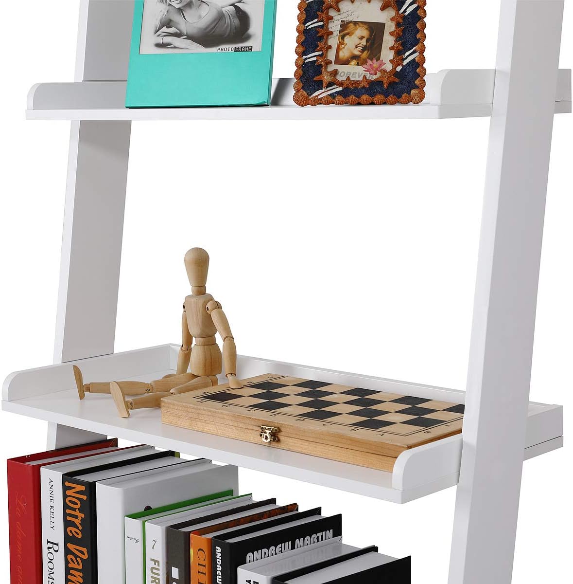 Casaria® Leiterregal Weiß 180x65cm 5 Ebenen je 10kg Belastbarkeit Holz Groß Deko Blumen Bücher Badezimmer Wohnzimmer Küche Standregal Bücherregal Regal — Ansicht 6