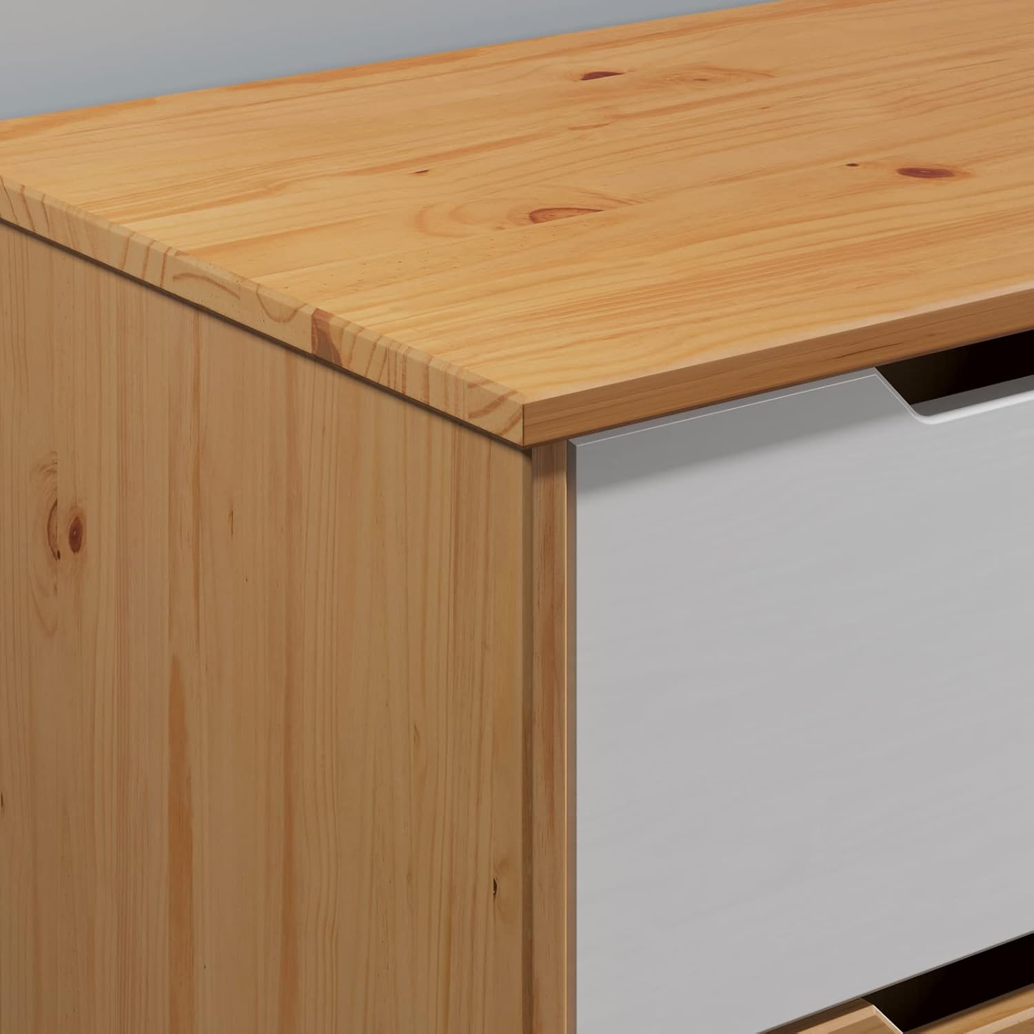 Casaria® Lowboard 140x42x40cm FSC®- Zertifiziert 4 Schubladen 2 Fächer Kiefer Massiv Natur Holz Wohnzimmer Flur TV Schrank Board Fernsehtisch Möbel Weiß — Ansicht 4