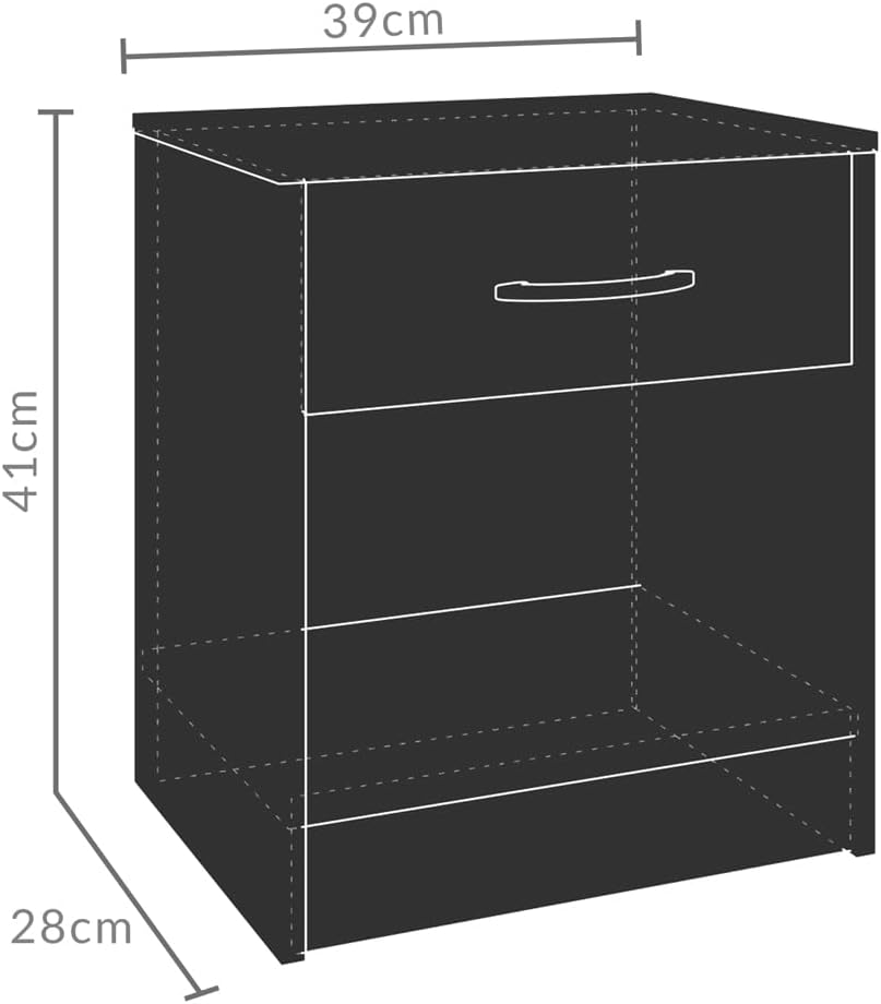 Casaria® Nachttisch 2er Set mit Schublade & Ablagefach Holz Eiche 41x39x28 cm, Nachtschrank Schlafzimmer Bett Nachtkästchen, Moderne Kommode, einfache Montage — Ansicht 3