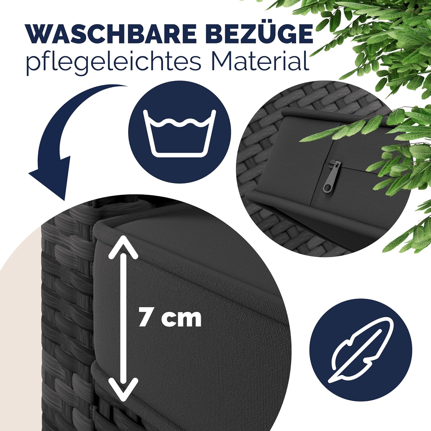 Casaria® Polyrattan Ecklounge Set WPC Esstisch Ecksofa inkl. 7 cm Sitzauflagen 15 cm Kissen Wetterfest Outdoor Lounge Garten Terrasse Balkon Möbel Grau — Ansicht 5