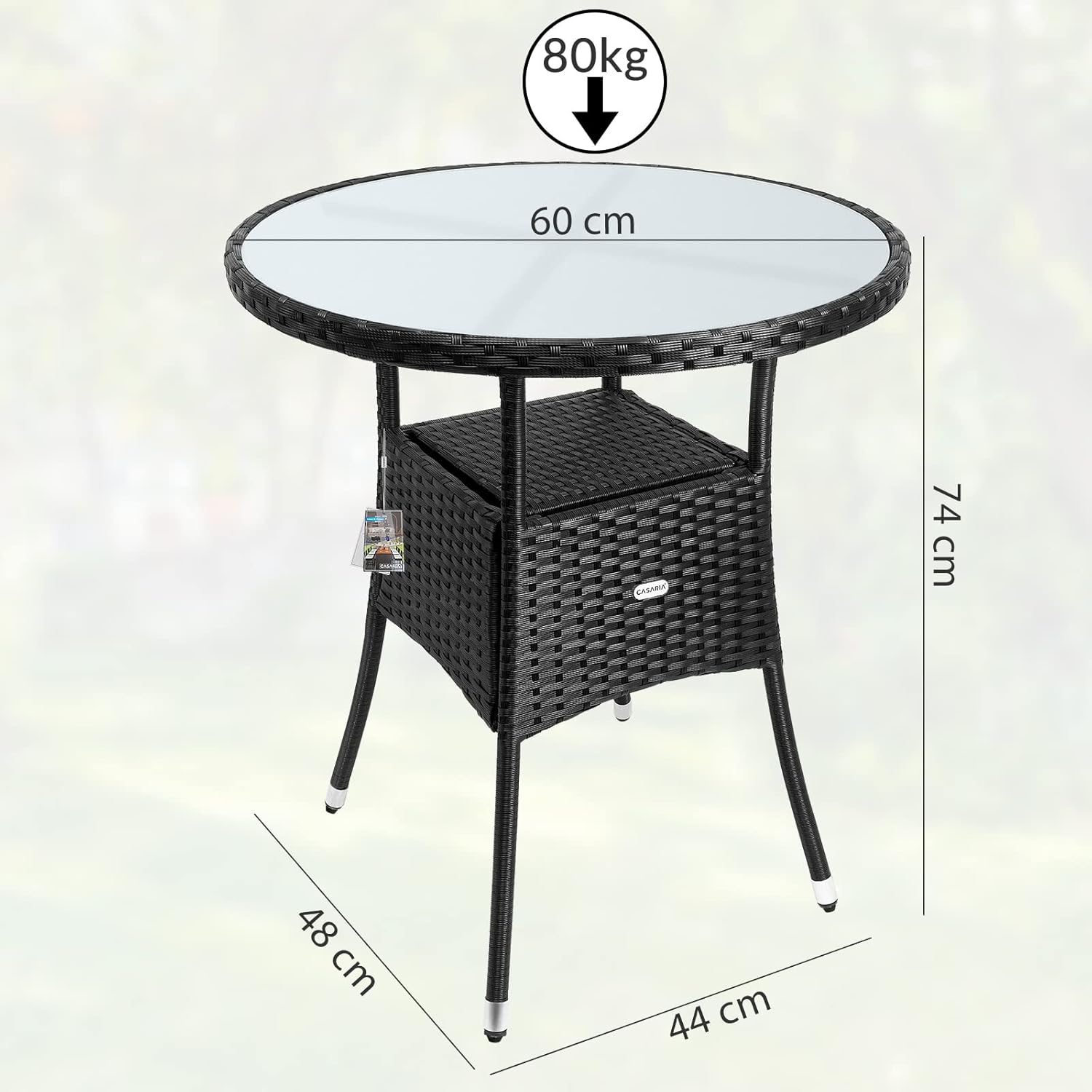 Casaria® Polyrattan Gartenmöbel mit Tisch 2 Stühle inkl. 7cm Auflagen 5mm Sicherheitsglas Wetterfest Modern Outdoor Terrasse Balkon Sitzgruppe Möbel Set — Ansicht 6