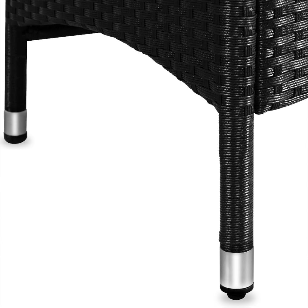 Casaria® Polyrattan Gartenstuhl 2er Set Neiglehner Rückenlehne verstellbar Armlehne Akazienholz Wetterfest Garten Balkon Terrasse Gartensessel Schwarz — Ansicht 4
