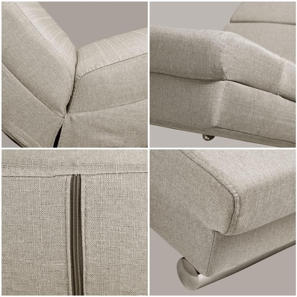 Casaria® Relaxliege XXL London 186x89x55cm Ergonomisch Stoff Gepolstert 180kg Belastbarkeit Wohnzimmer Büro Indoor Chaiselongue Relaxsessel Liege Beige — Ansicht 4
