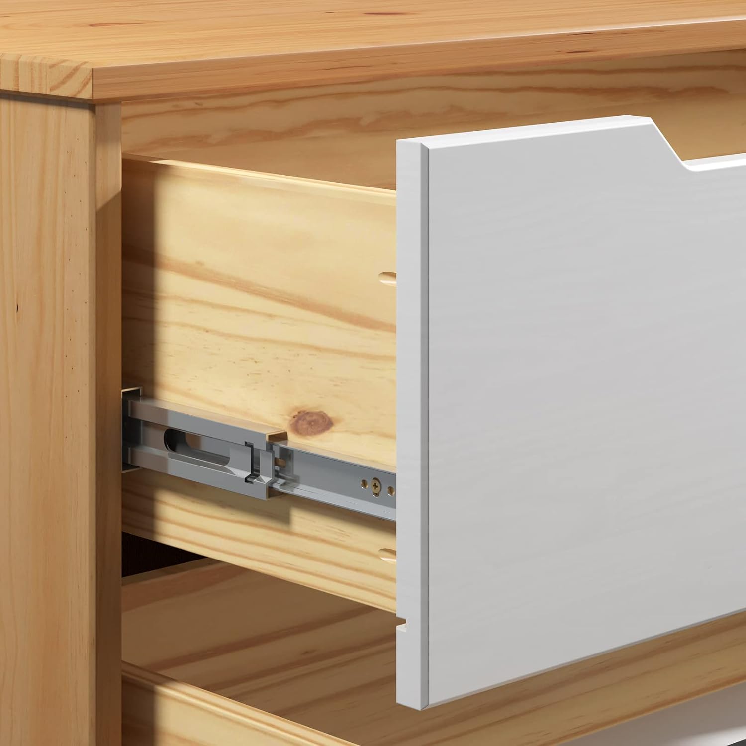 Casaria® Schuhschrank 101x80x33cm FSC®- Zertifiziert Schublade 2 Klappen Kiefer Natur Massiv Holz Flur Diele Möbel Schuhkipper Schuhkommode Weiß — Ansicht 6