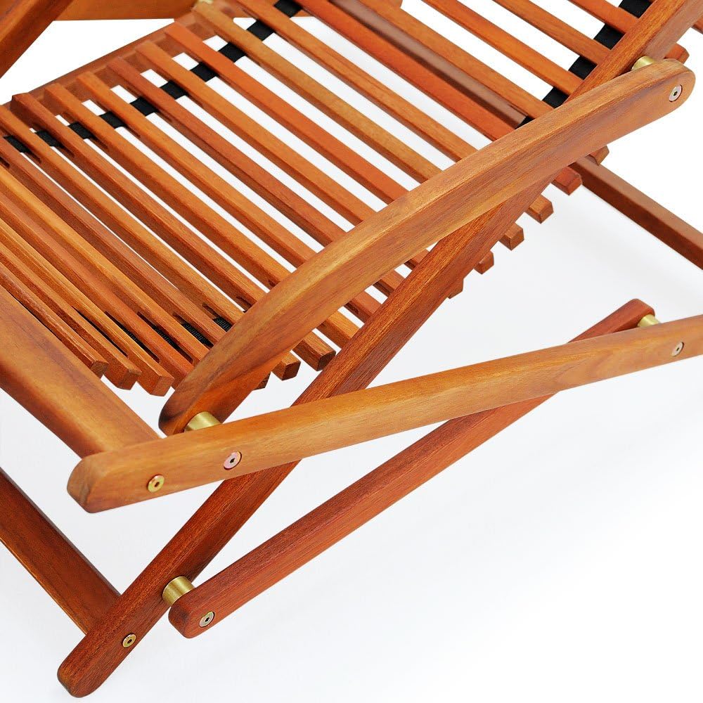 Casaria® Sonnenliege 2er Set Klappbar mit Fußstütze Kissen 2 Personen Wetterfest Holz Gartenliege 160x70 cm Akazie Garten Liegestuhl 160kg Belastbar Balkon — Ansicht 6