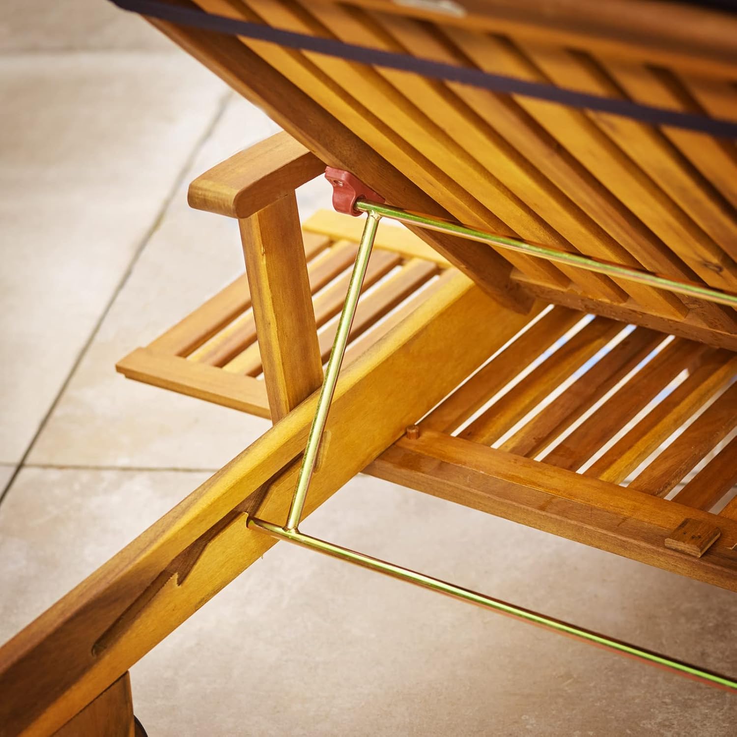 Casaria® Sonnenliege Holz Klappbar inkl. Auflage 160kg Belastbar Fuß- und Rückenteil Räder Ablage Garten Balkon Terrasse Liege 200cm Anthrazit Akazie — Ansicht 5
