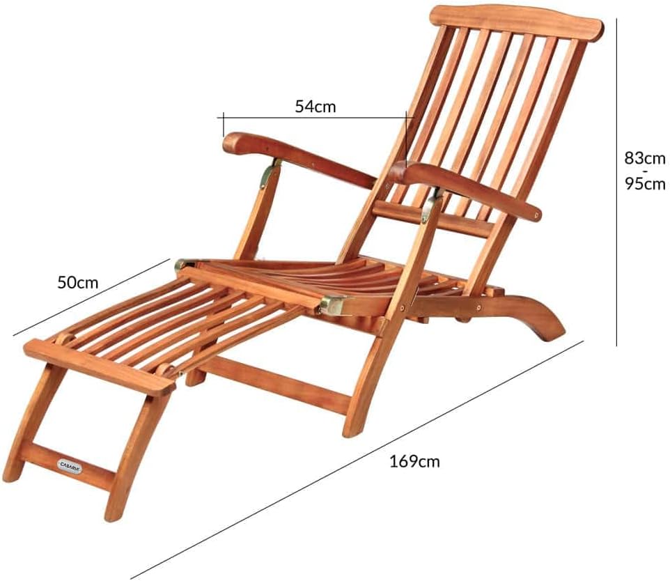 Casaria® Sonnenliege Klappbar Holz Auflage Creme 160kg Belastbar Wetterfest Akazie Rückenlehne Verstellbar FSC®-Zertifiziert Balkon Garten Liege 169x54cm — Ansicht 2