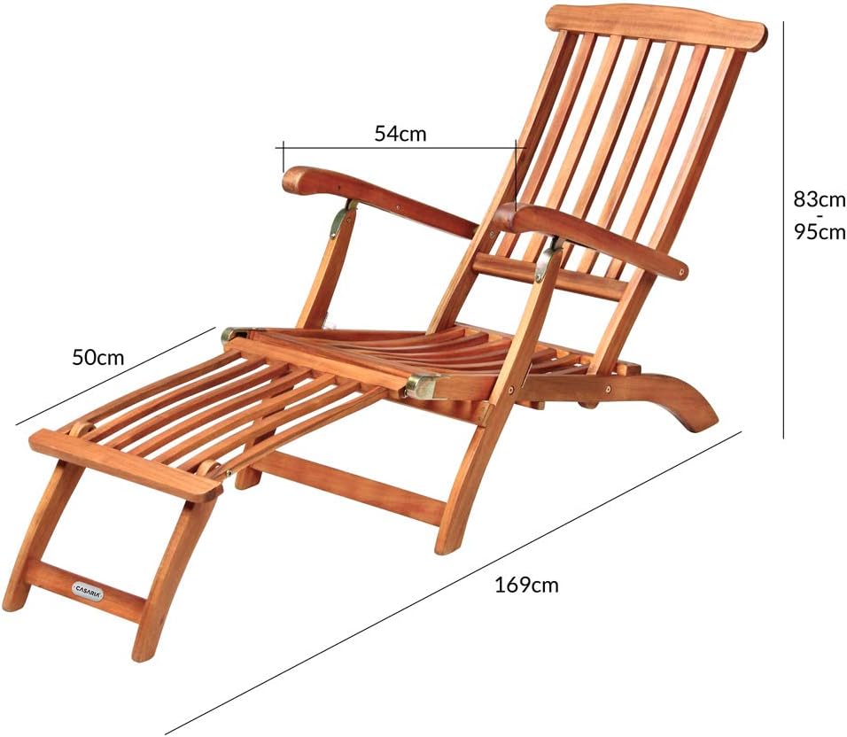 Casaria® Sonnenliege klappbar wetterfest Holz inkl. Auflage FSC®-Zertifiziert 160kg belastbar Fußstütze abnehmbar Rückenlehne Garten Balkon Akazie — Ansicht 3