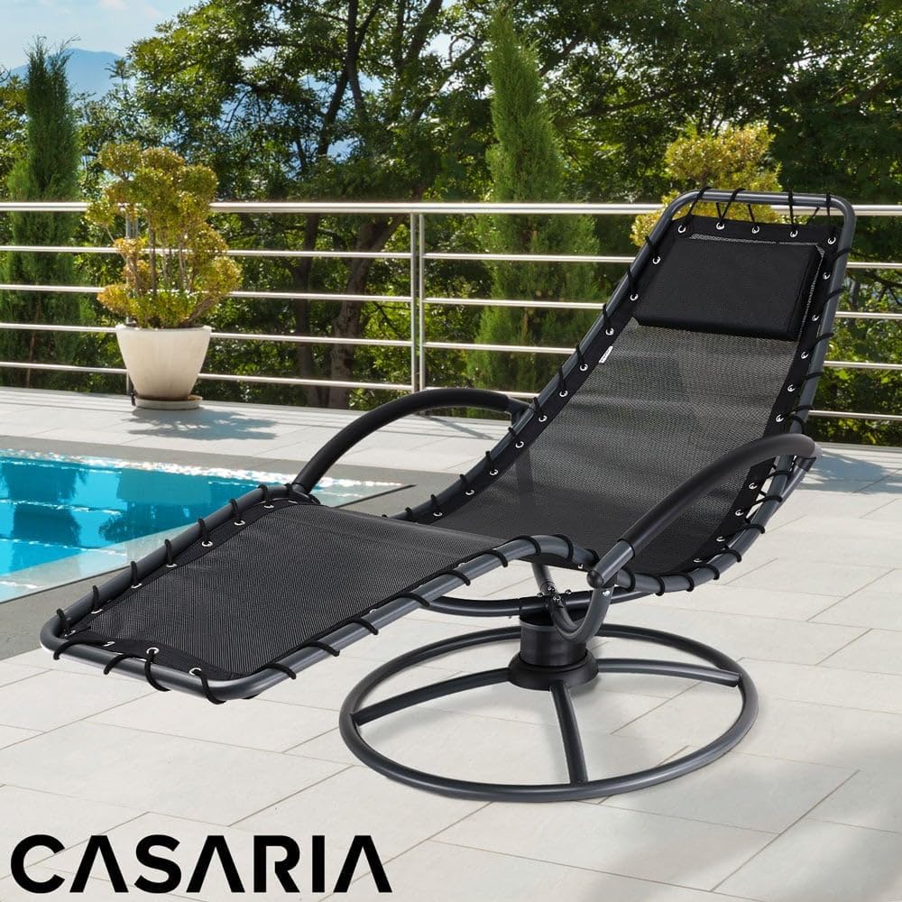 Casaria® Sonnenliege Liegestuhl Wetterfest Sauna Relaxliege mit Armlehne Kissen Ergonomisch 120kg Belastbar Wohnzimmer Liege Garten Balkon Sessel Grau — Ansicht 2