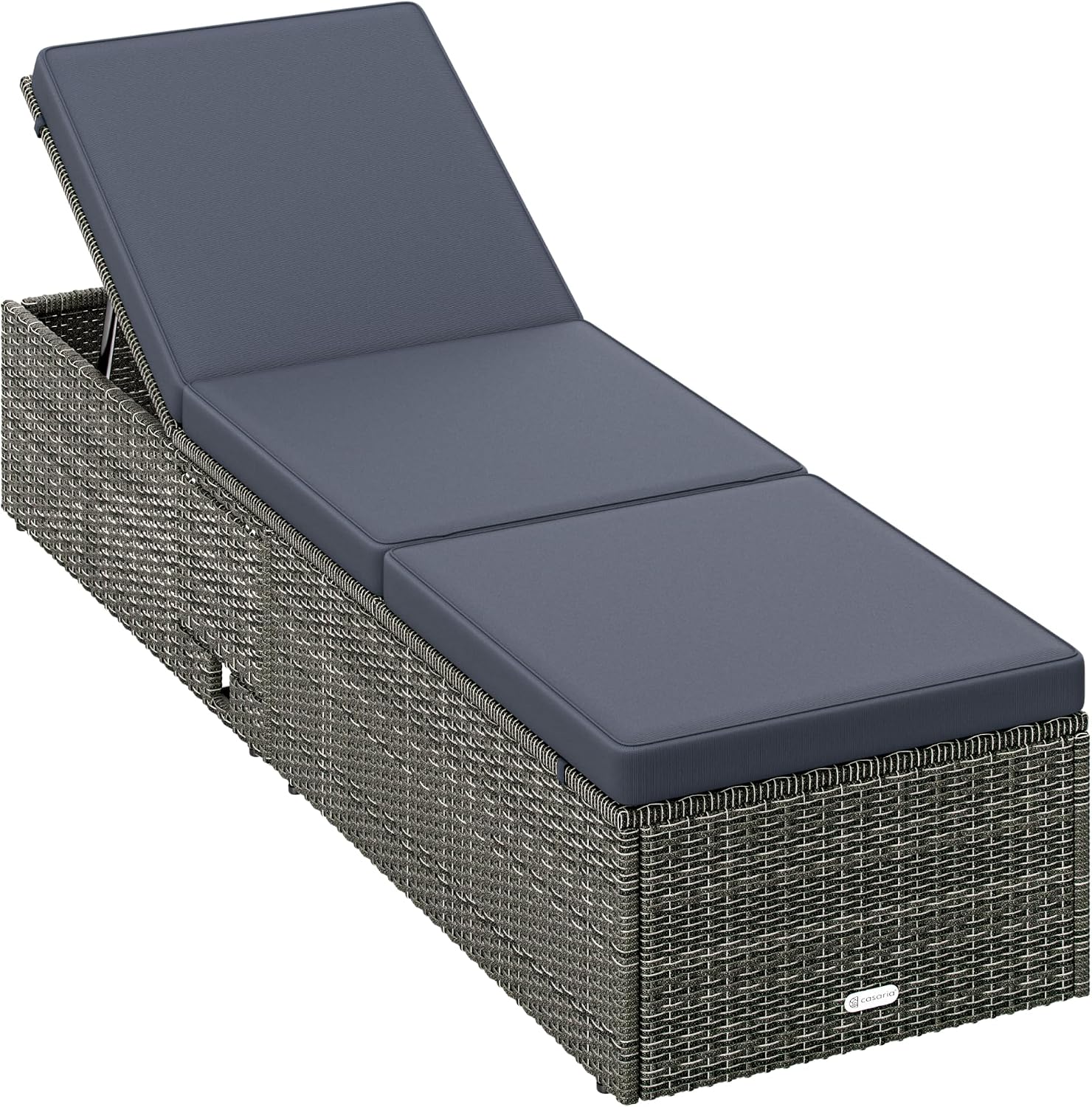 Casaria® Sonnenliege mit Klapptisch 7cm Auflagen Wetterfest Gartenliegen 160kg Belastbar Gartenmöbel Liegestuhl Polyrattan Grau Anthrazit 200x58cm — Ansicht 4