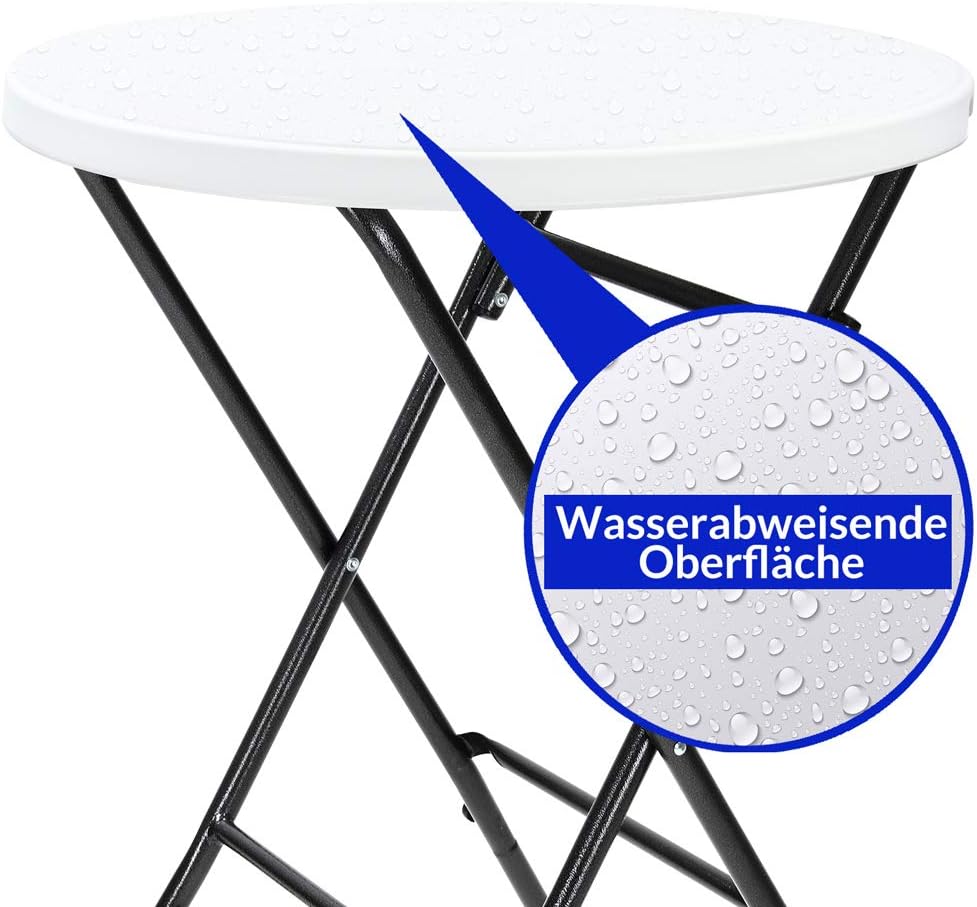 Casaria® Stehtisch 2er Set Klappbar Ø 72 cm Rund 110 cm Hoch Stabil Garten Wasserabweisend Metall Klapptisch Bistrotisch Partytisch Bar Biertisch Weiß — Ansicht 4