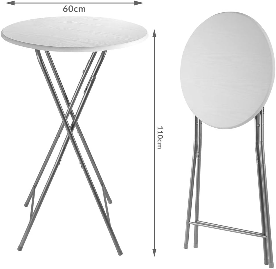 Casaria® Stehtisch 2er Set Klappbar Höhe 110cm Ø60cm Beistelltisch Klapptisch Bartisch Cocktail Holz Partytisch Rund Hochtisch Garten Gartentisch weiß — Ansicht 2
