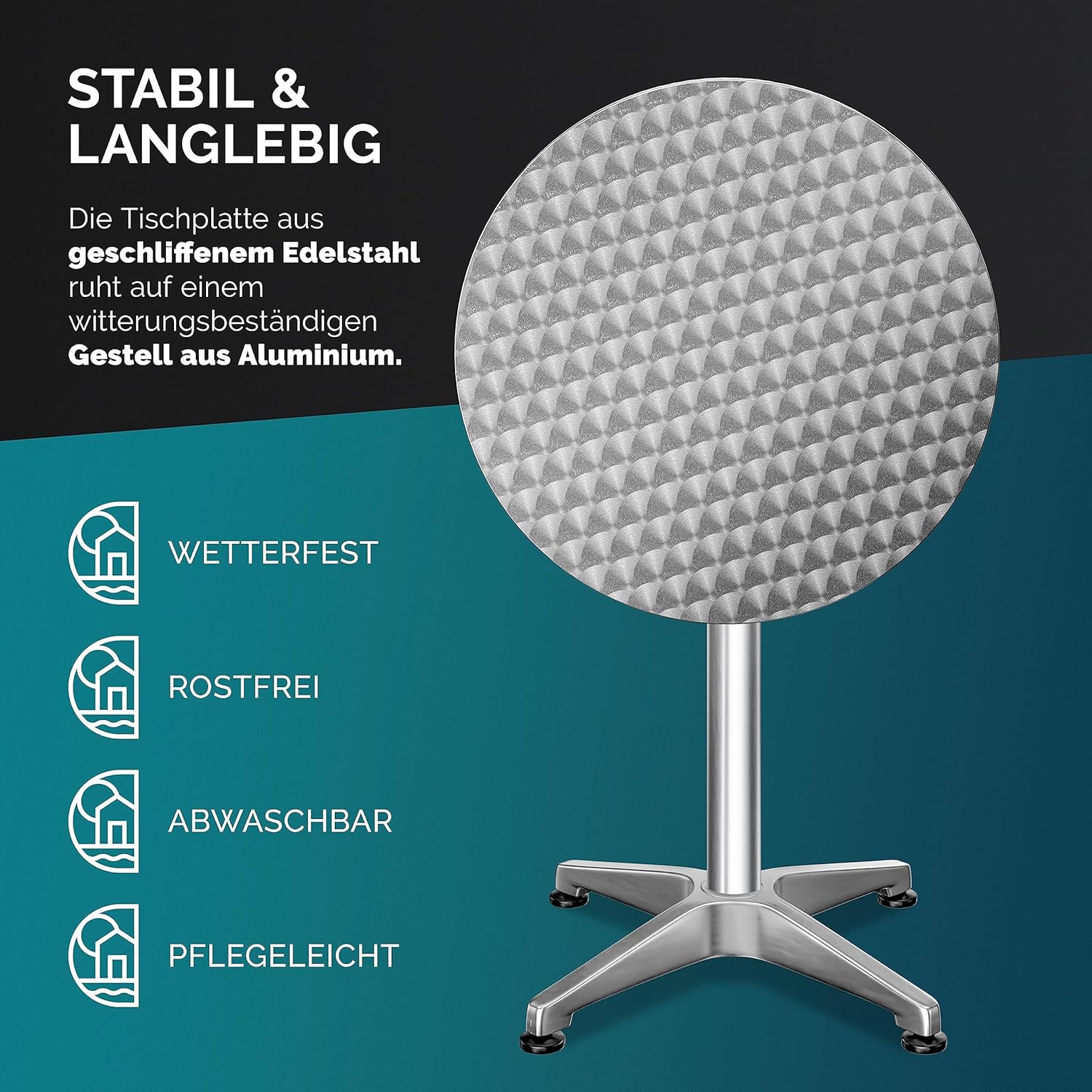 Casaria® Stehtisch 2er Set Klappbar Höhenverstellbar 70cm / 115cm Hoch Aluminium Rund Ø 60cm Wetterfest Outdoor Garten Bistrotisch Bartisch Partytisch — Ansicht 6