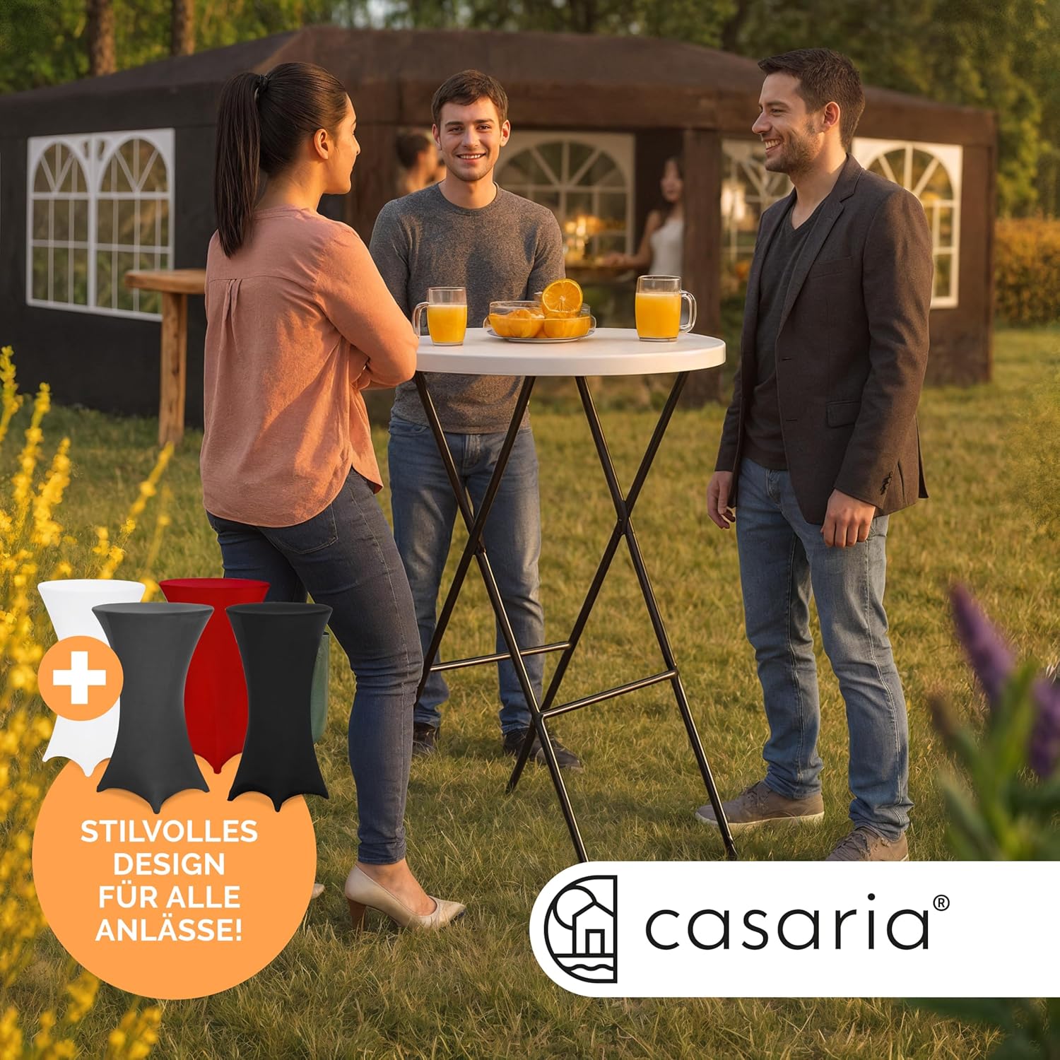 Casaria® Stehtisch mit Husse Weiß 72 cm Set Klappbar Bistrotisch Rund 110 cm Hoch Outdoor Klapptisch Wetterfest Garten Partytisch Bartisch Hochzeit — Ansicht 3