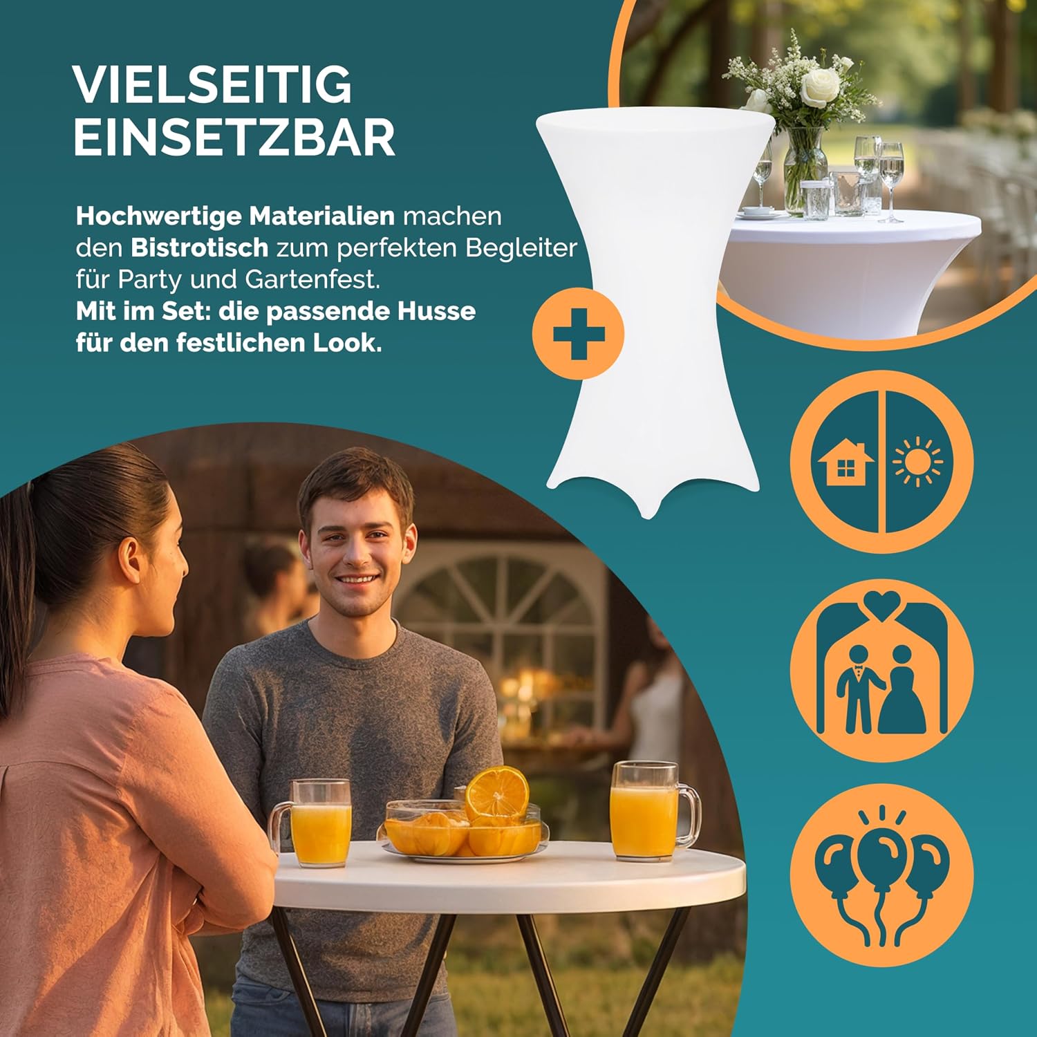 Casaria® Stehtisch mit Husse Weiß 72 cm Set Klappbar Bistrotisch Rund 110 cm Hoch Outdoor Klapptisch Wetterfest Garten Partytisch Bartisch Hochzeit — Ansicht 6