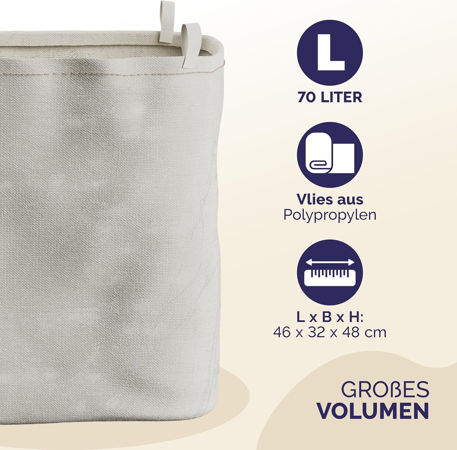 CASARIA® Wäschekorb mit Deckel Bambus Holz 70L Groß Wäschesammler Wäschesack Herausnehmbar Baumwolle 62x51x36cm Schmal Wäschebox Wäschetonne Badzimmer — Ansicht 4