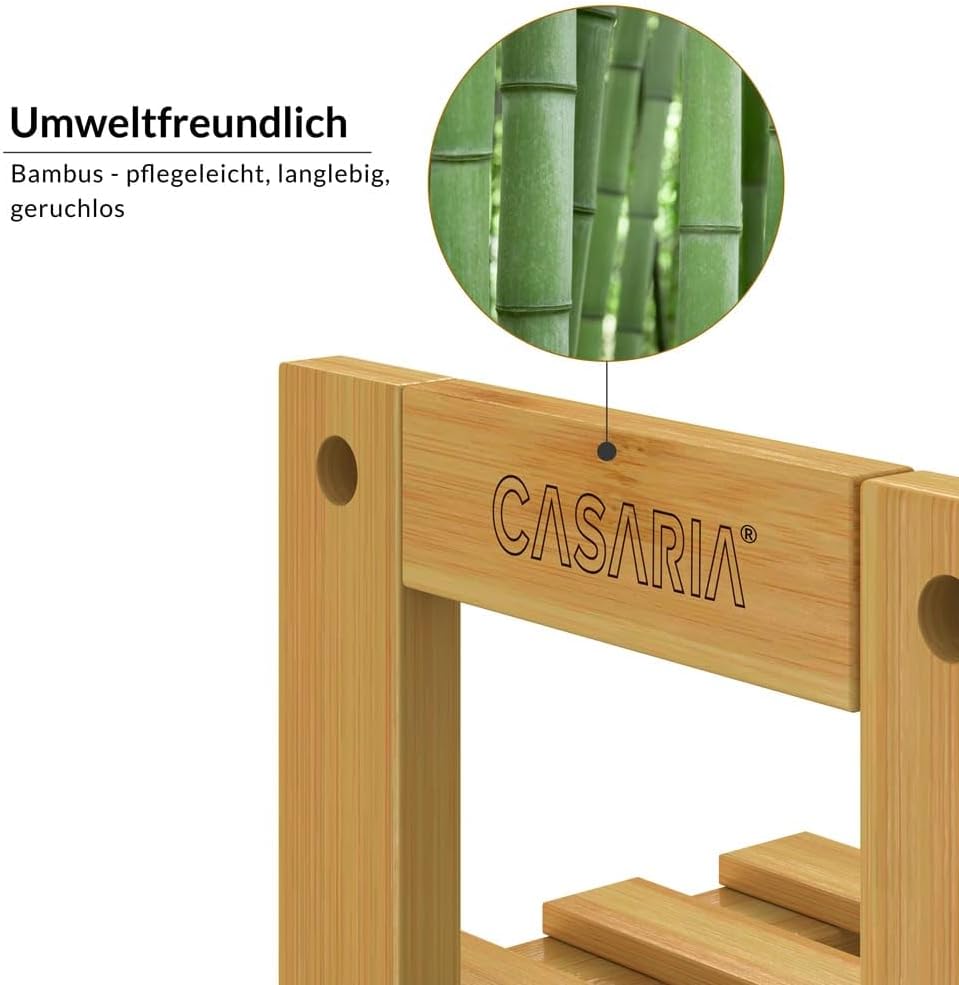 Casaria® Wandregal Holz Hängeregal 60x54cm 3 Ablagen Belastbarkeit 30kg Bad Wohnzimmer Flur Kinderzimmer Regal Küchenregal Bücherregal Wanddeko Bambus — Ansicht 6