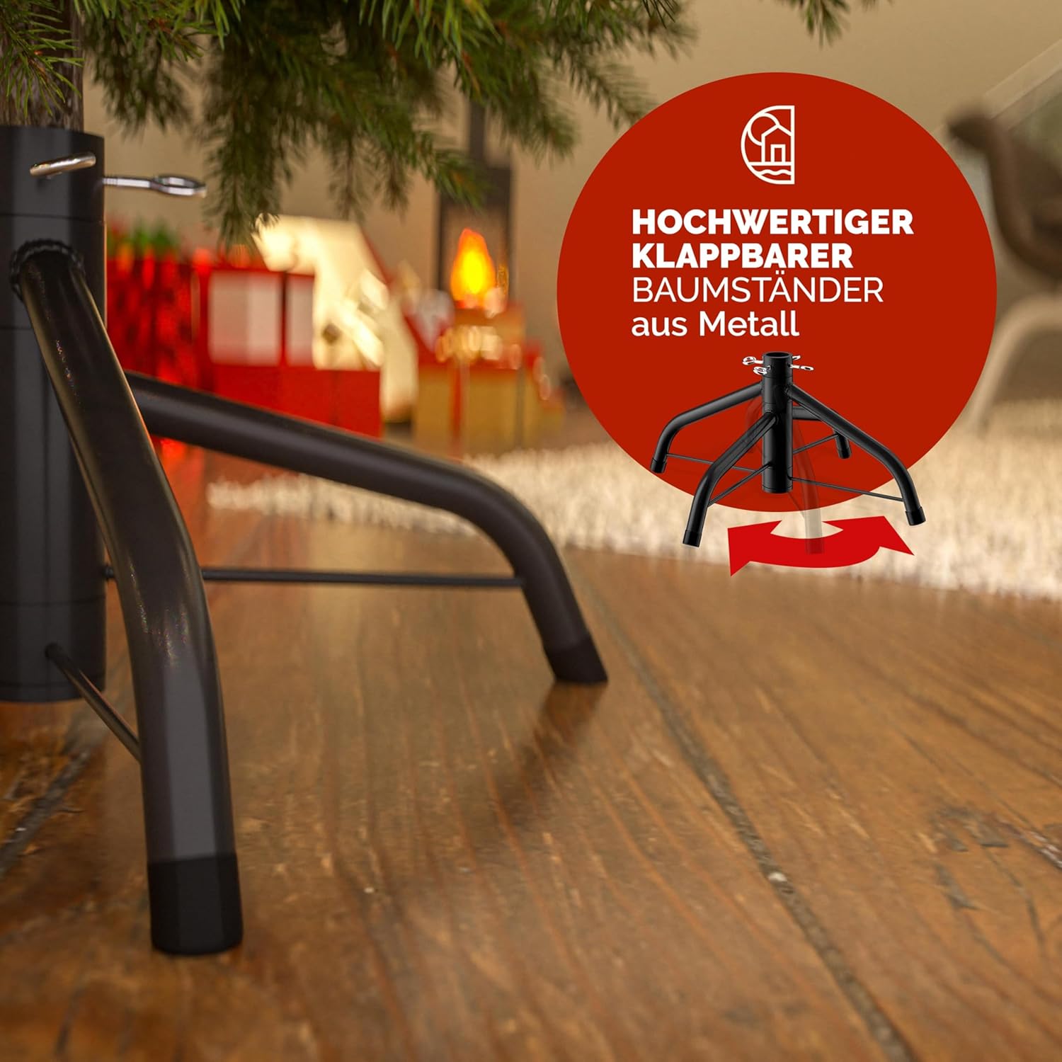 CASARIA® Weihnachtsbaum künstlich 180cm dichte Spitzen schneller Aufbau Metallständer naturgetreu schwer entflammbar grün Tannenbaum Deko Christmas — Ansicht 5