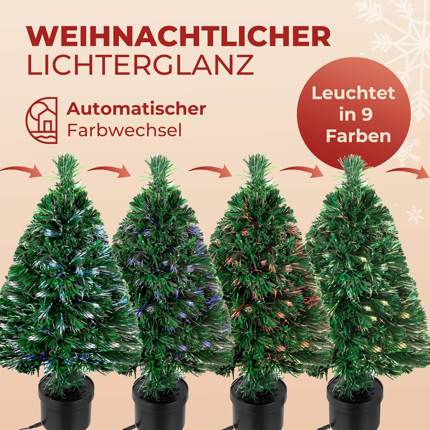 CASARIA® Weihnachtsbaum künstlich 66 cm Klein Tisch Topf Glasfaser mit Beleuchtung 9 Farben schwer entflammbar grün Tannenbaum Christbaum Weihnachten — Ansicht 3