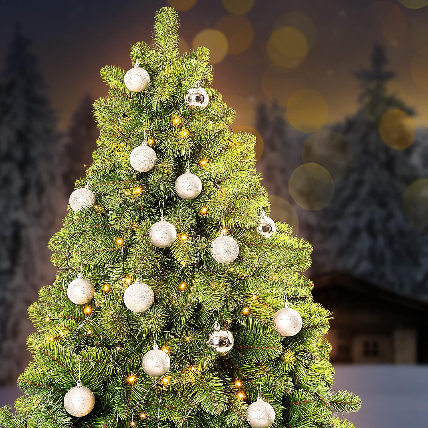 CASARIA® Weihnachtskugeln 48tlg Ø 6cm Kunststoff matt glänzend Christbaumkugeln Christbaumschmuck Anhänger Weihnachtsbaumkugeln Weihnachtsdeko Silber — Ansicht 2