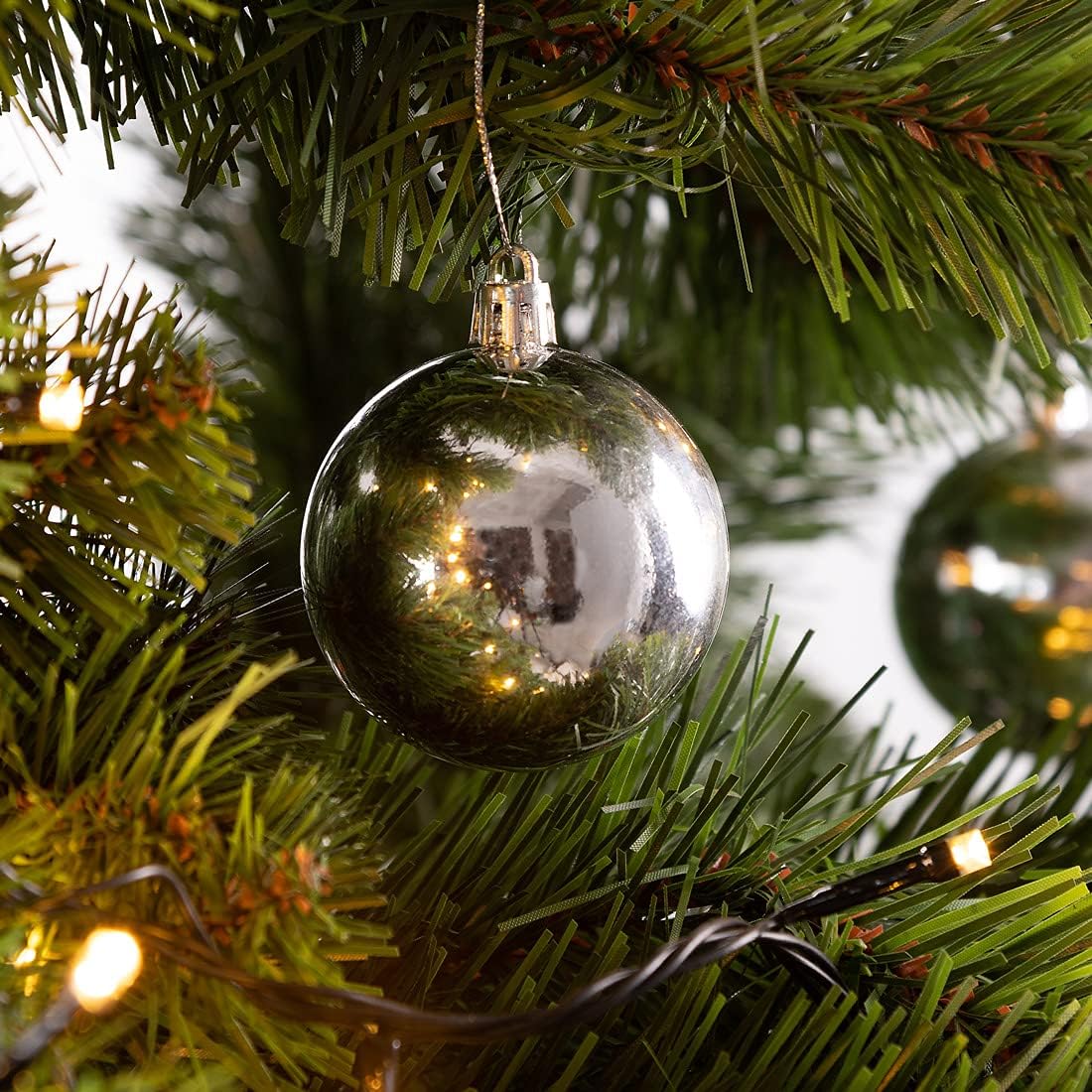 CASARIA® Weihnachtskugeln 48tlg Ø 6cm Kunststoff matt glänzend Christbaumkugeln Christbaumschmuck Anhänger Weihnachtsbaumkugeln Weihnachtsdeko Silber — Ansicht 5