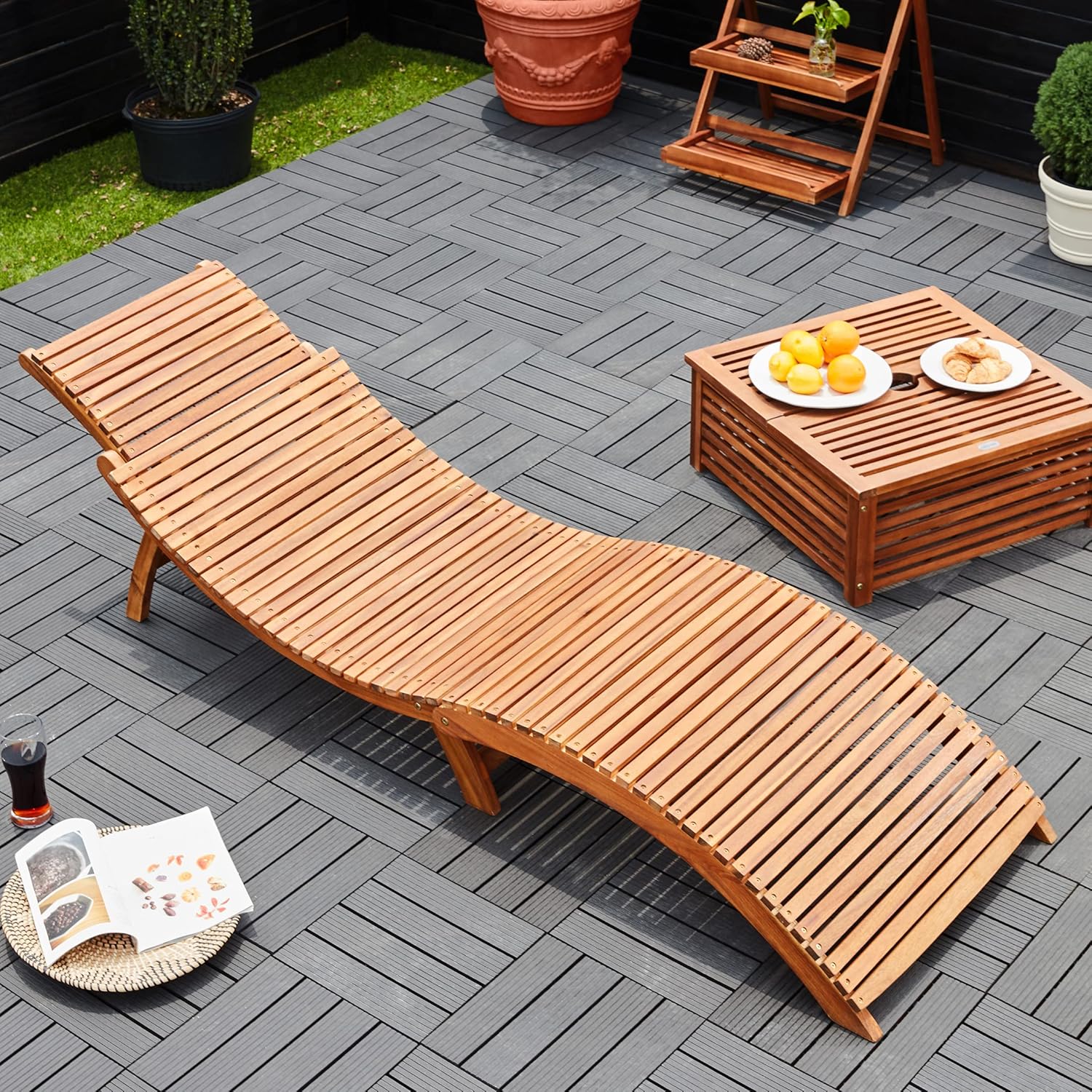 Casaria® WPC Fliesen 30x30 cm 11er Set 1m2 Stecksystem Drainage Zuschneidbar Terrasse Balkon Garten klick Klassik Anthrazit — Ansicht 2