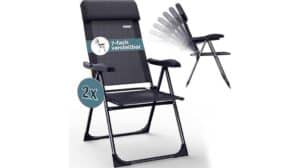 Casaria Gartenstühle: Schwarzer verstellbarer Klappstuhl mit Armlehnen, 7-fach neigbare Rückenlehne für optimalen Komfort; „2X“-Set bestehend aus zwei Stühlen. Perfekt für den Garten – Ihre nächste positive Bewertung wartet!.